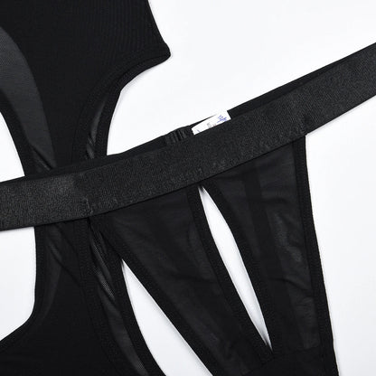Modernes Noir Mesh Dessous-Set