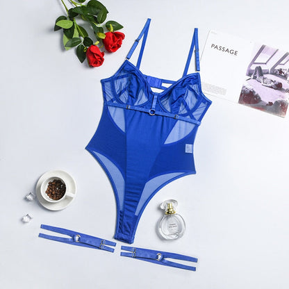 Sinnlicher gestreifter Spitzen-Body Dessous