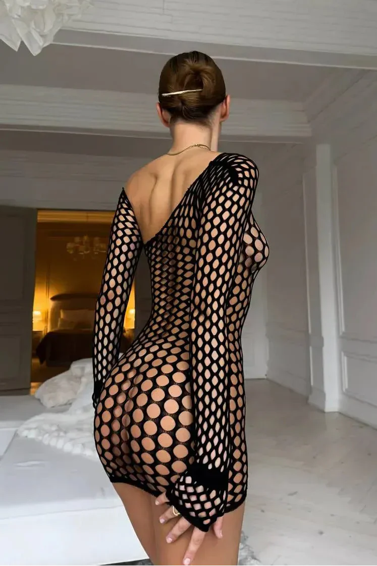 Raben-Netz-Minikleid
